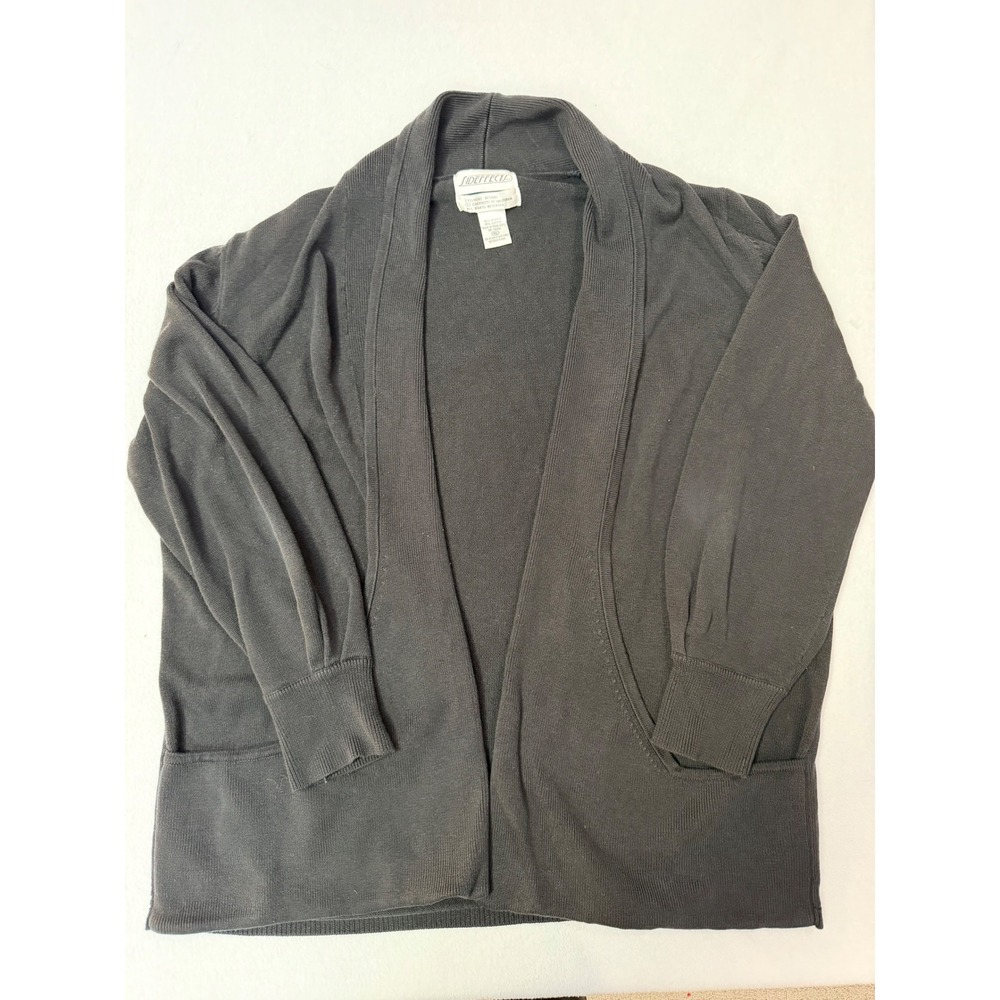 Sideeffects vintage Womens XL Black Open Front Cardigan Shawl Collar Pocket